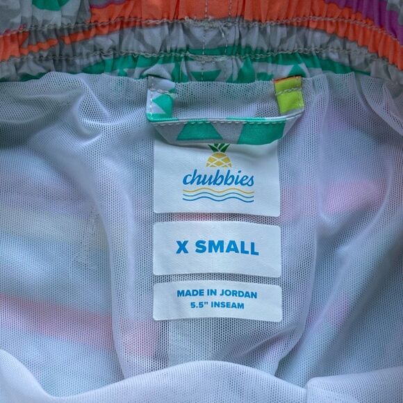 Chubbies The En Fuegos swim trunks elastic stretchy waist teal geometric - Picture 3 of 12